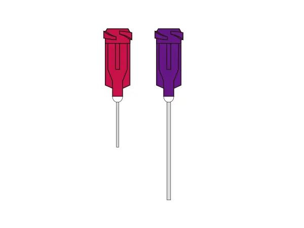 Aguja recta de acero inoxidable con cubo de plástico